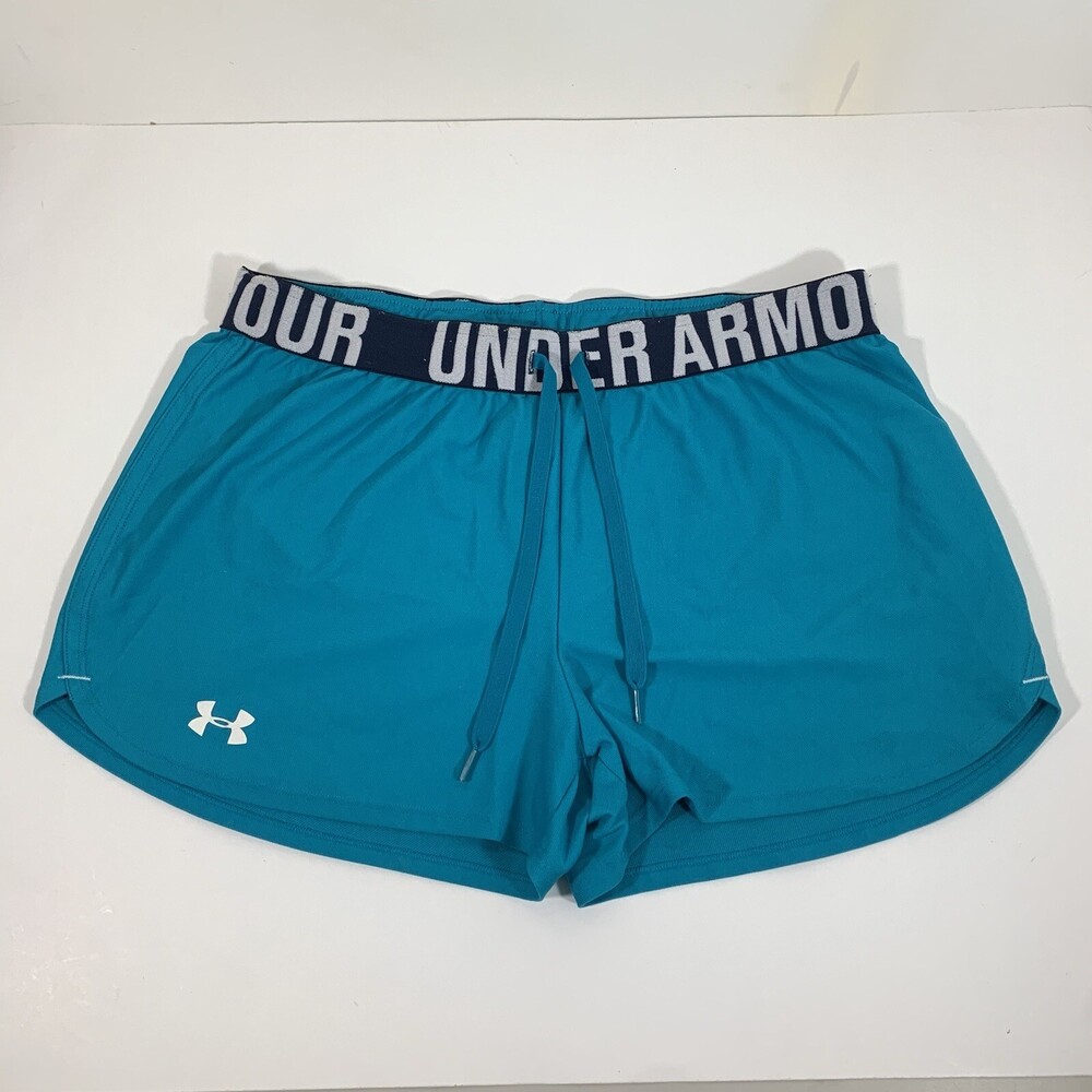 Under Armour Womens Blue Turquoise Loose Fit Athletic Running Gym Shorts Sz M